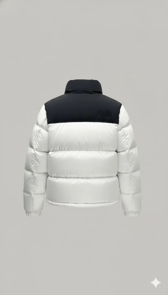 Retro Nuptse jacket in a white and black colorway