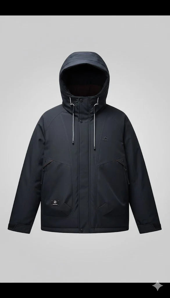 Mountain Waterproof Ski Jacket Windproof Rain Windbreaker Winter Warm Hooded Snow Coat, Black