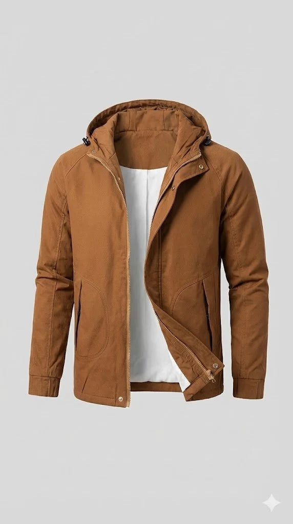 Men’s Casual Brown Hooded Jacket