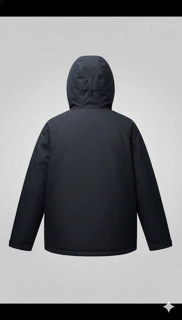 Mountain Waterproof Ski Jacket Windproof Rain Windbreaker Winter Warm Hooded Snow Coat, Black