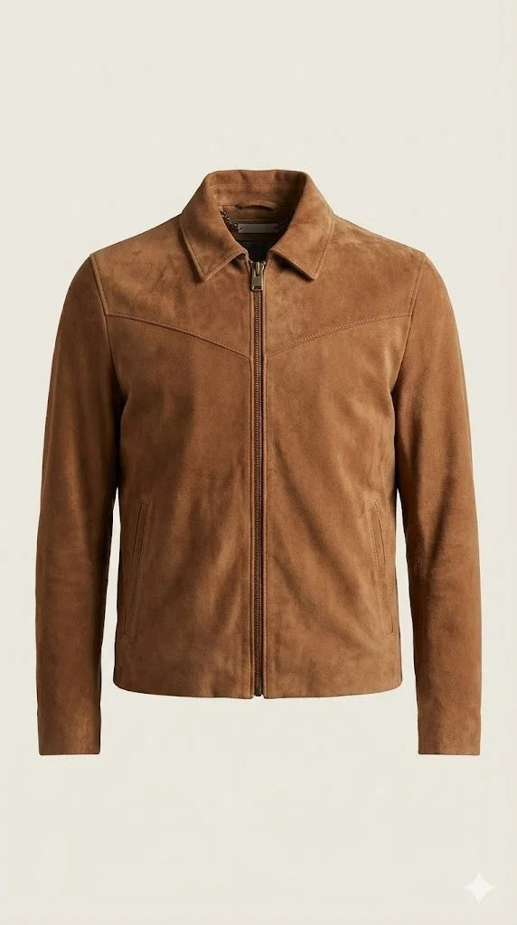 Men’s Suede Jacket in a brown/camel color