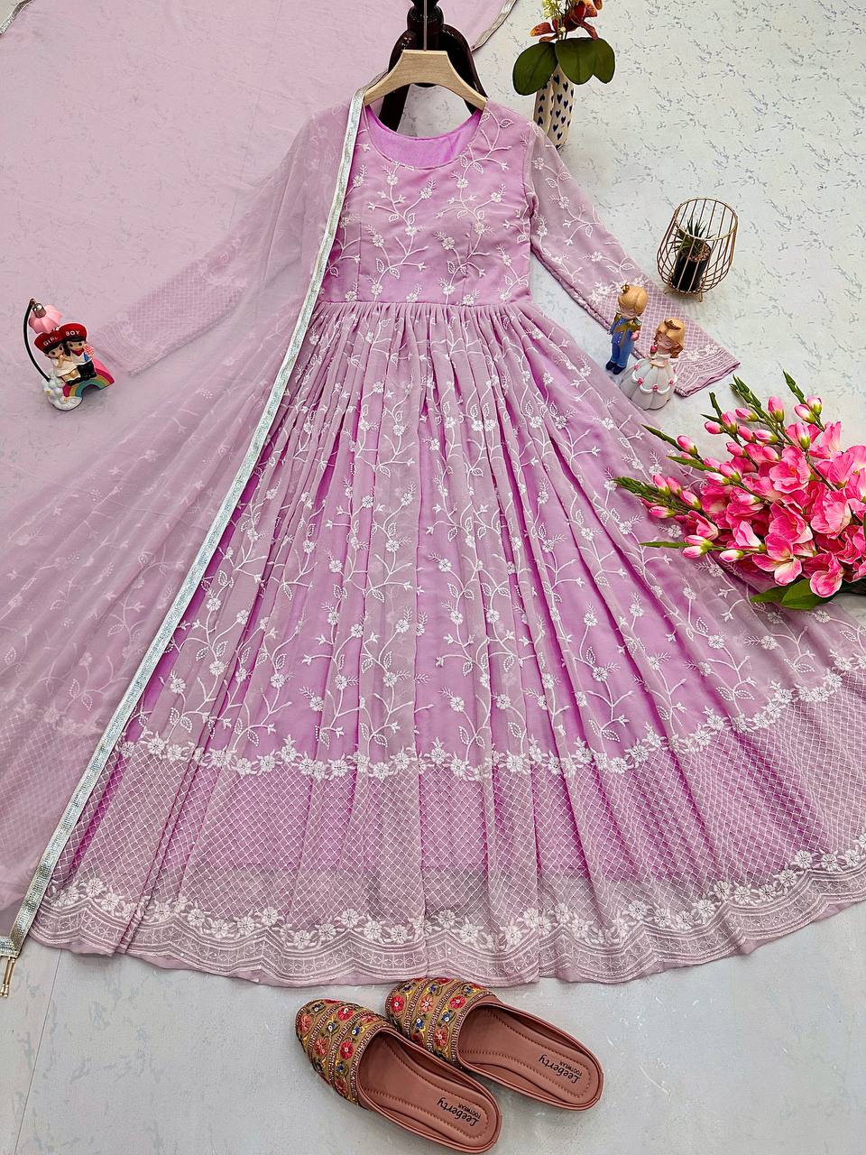 Light Pink Embroidery Work On dress