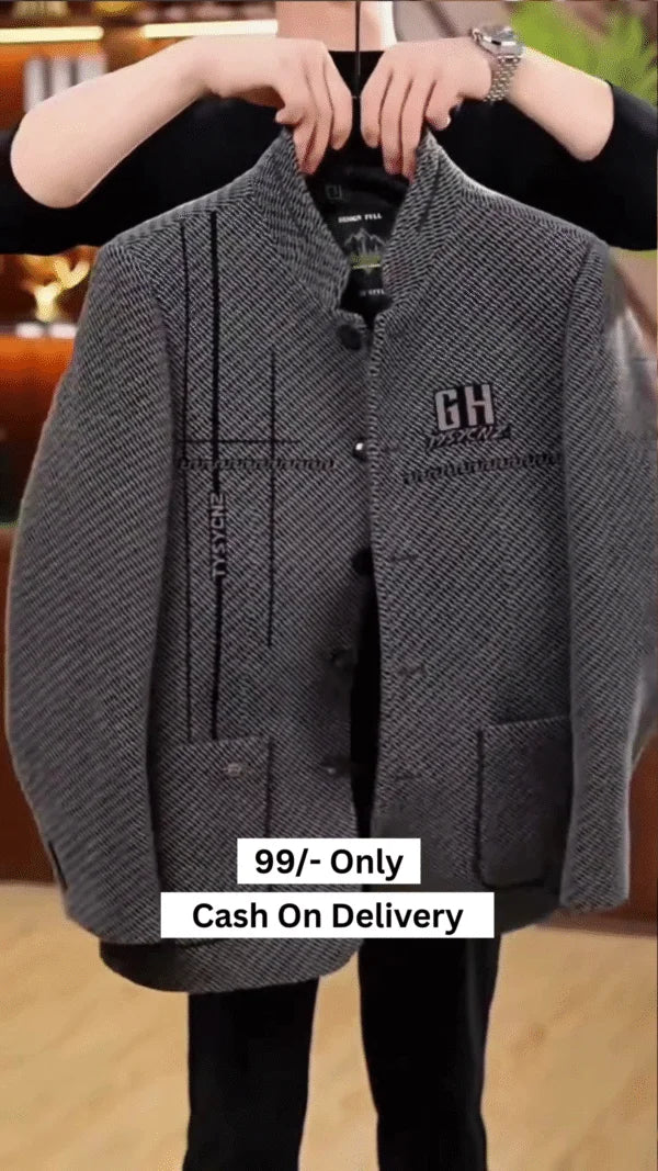 Men’s Puffer Jacket Thickened Winter Coat Warm Stand Collar Color Block Zip