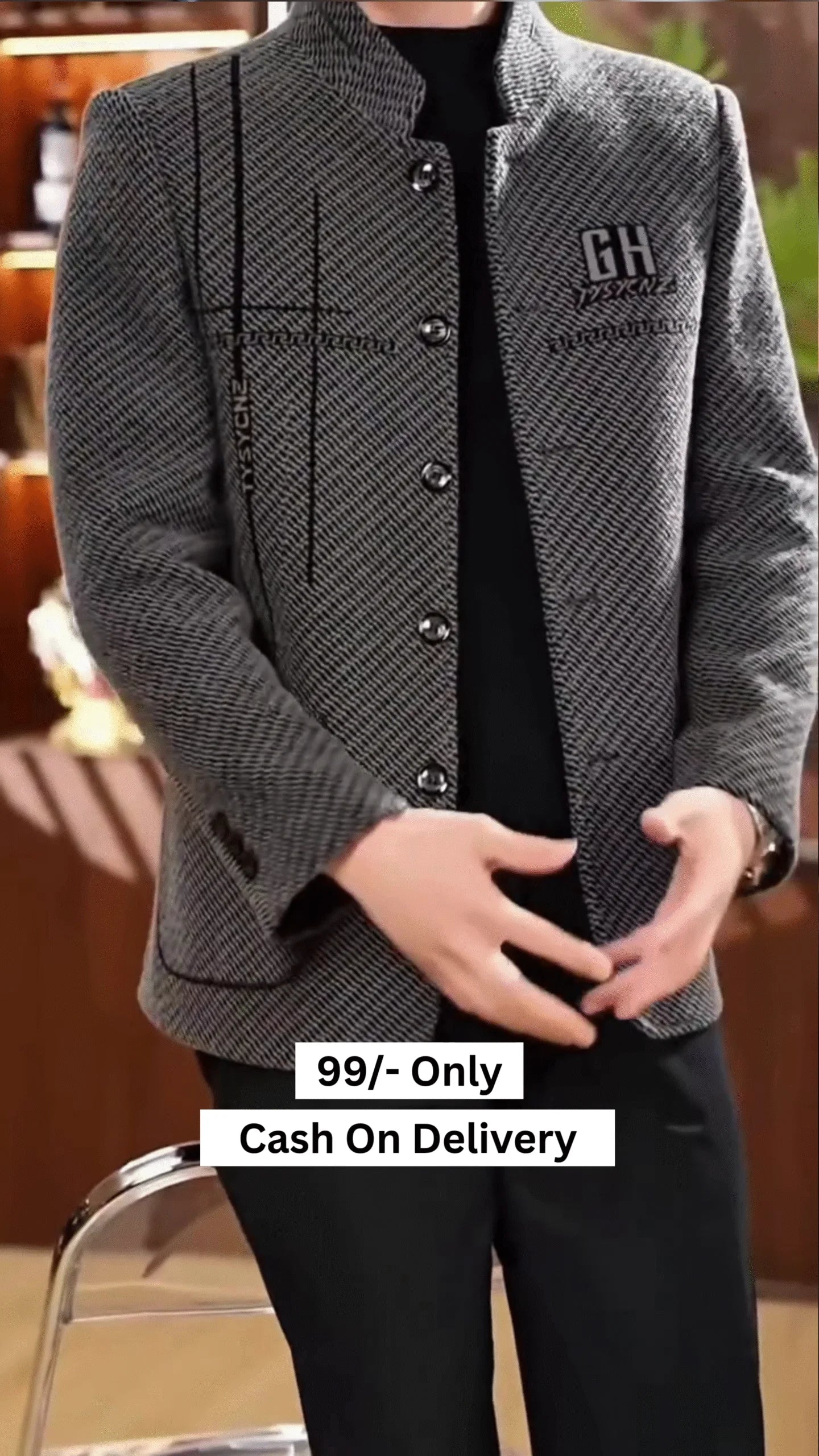 Men’s Puffer Jacket Thickened Winter Coat Warm Stand Collar Color Block Zip