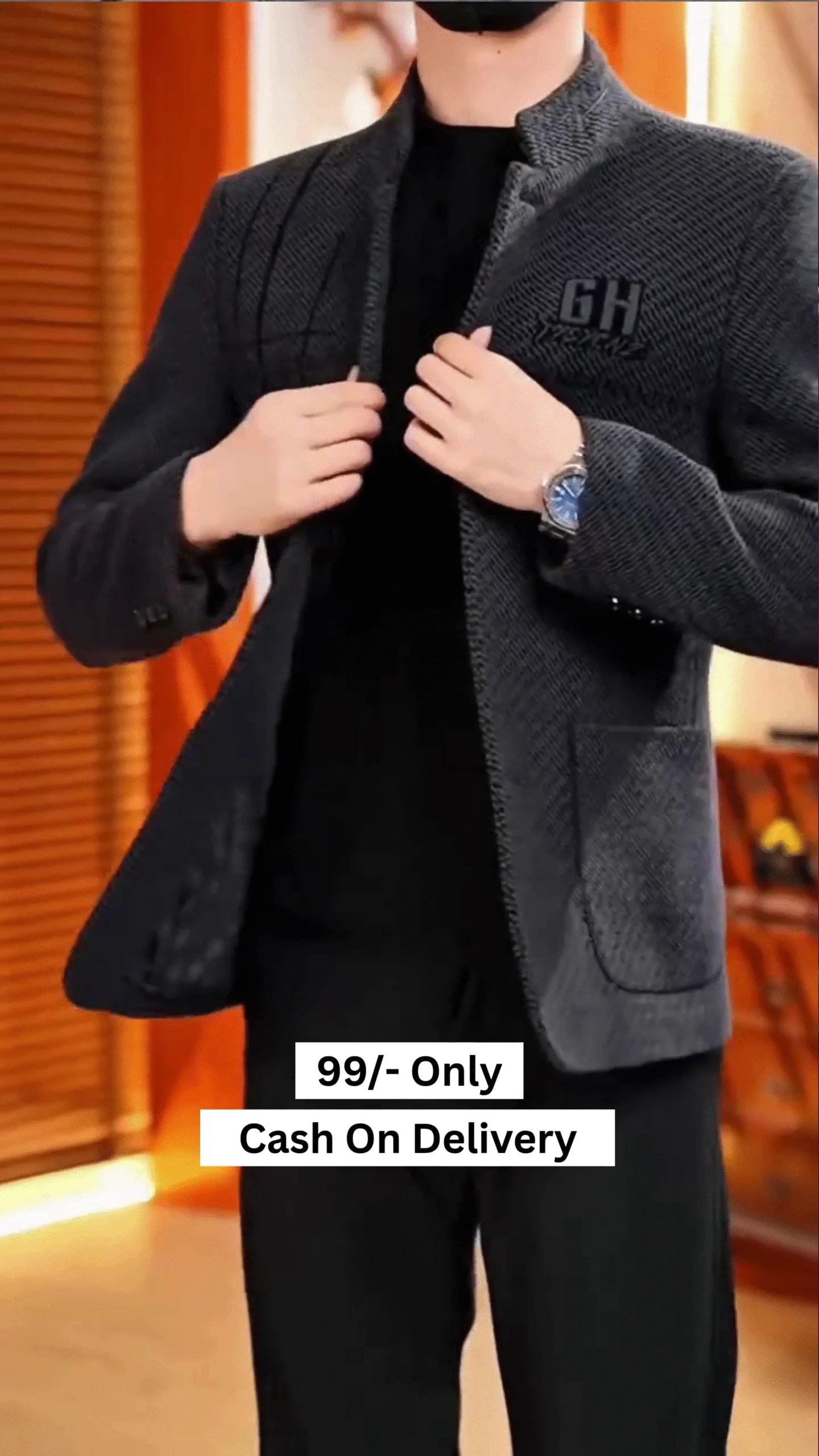 Men’s Puffer Jacket Thickened Winter Coat Warm Stand Collar Color Block Zip