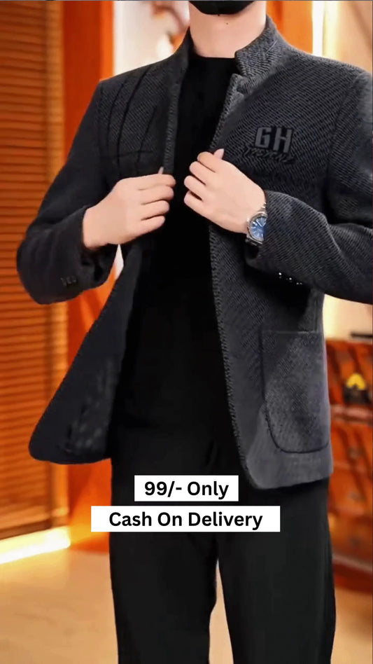 Men’s Puffer Jacket Thickened Winter Coat Warm Stand Collar Color Block Zip