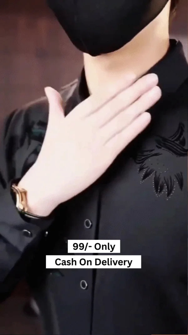 Silk Satin Shirt Floral Slim Fit Long Sleeve Dress Shirt Casual