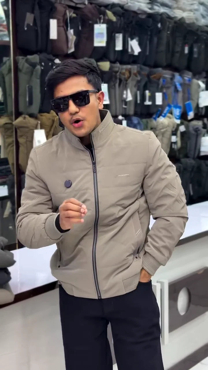 Men Solid Bomber Jacket
