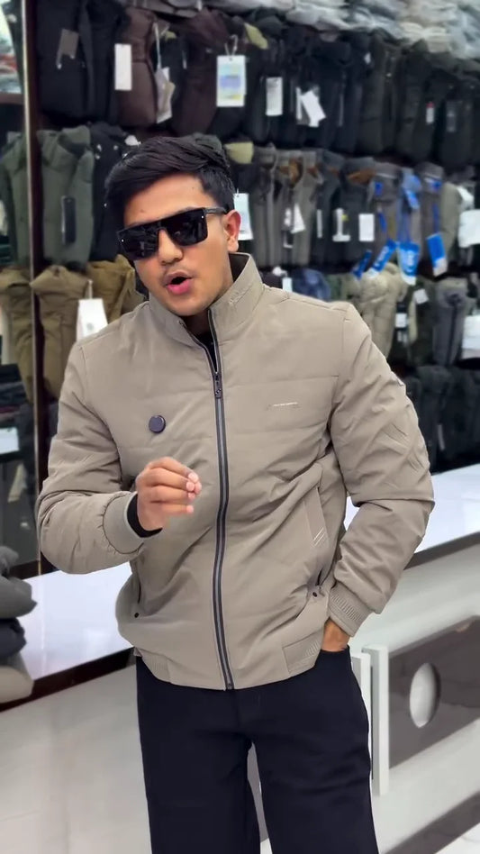 Men Solid Bomber Jacket