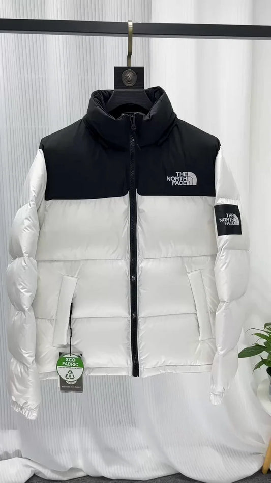 Retro Nuptse jacket in a white and black colorway