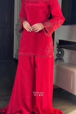 premium kundan organza embroidered suit set for women