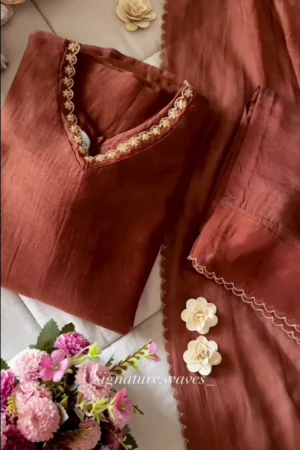 sienna glow pure cotton kurta