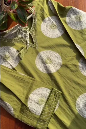 premium cotton green suit set