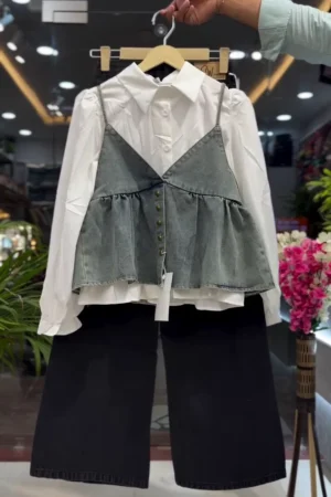 denim camisole peplum top