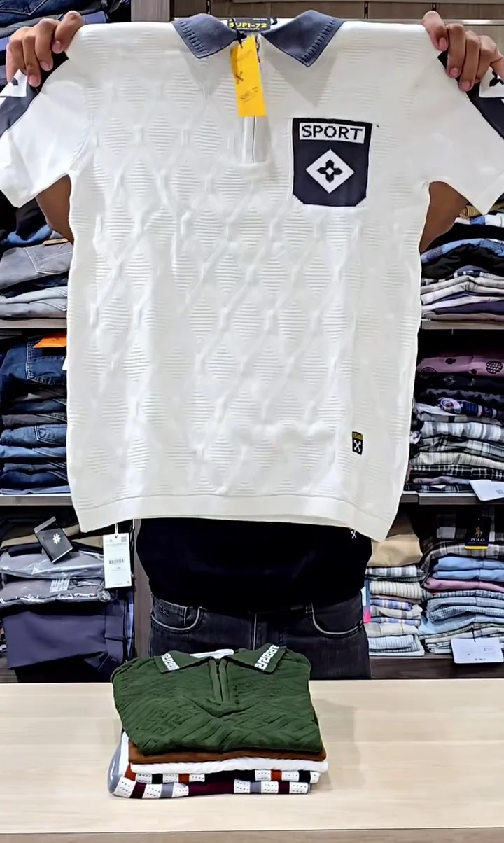 marr knitted zipped polo shirt navy